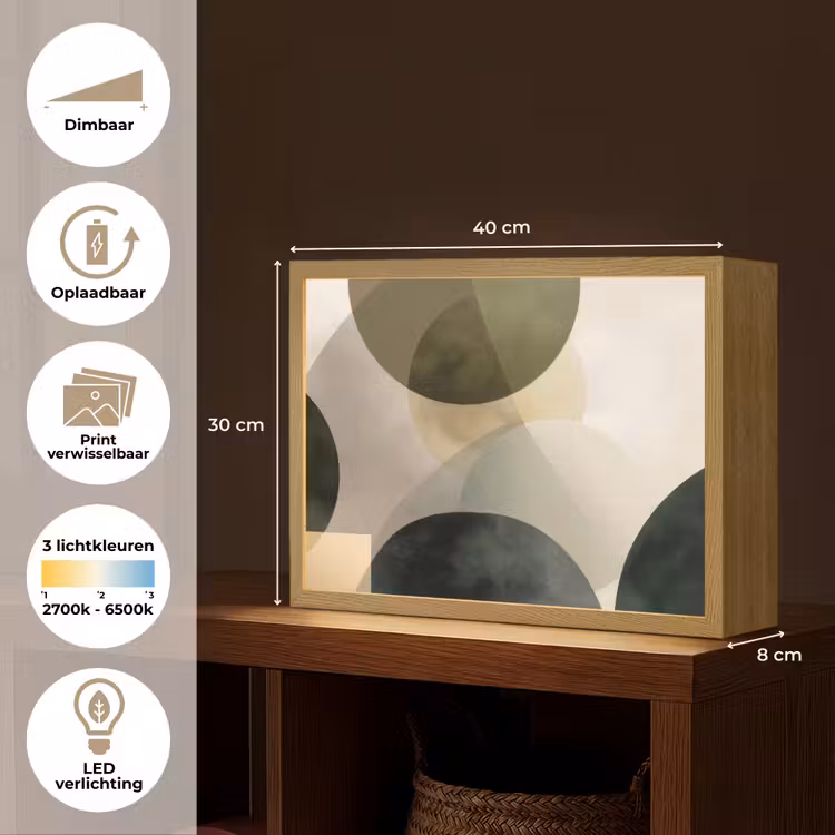Lightbox - Wandlamp - Vlakken - Abstract - Beige - Cirkels — 10