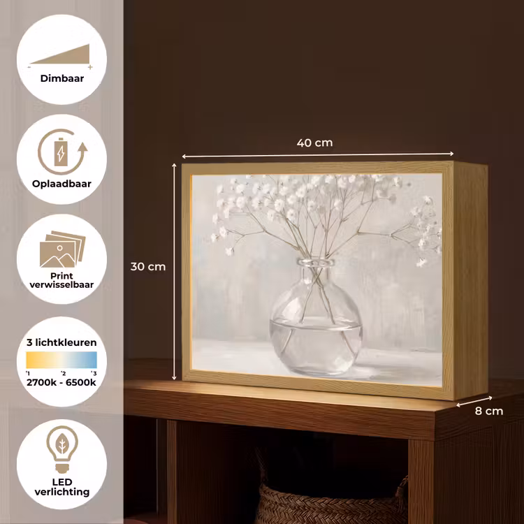 Lightbox - Wandlamp - Gipskruid - Vaas - Wit — 10