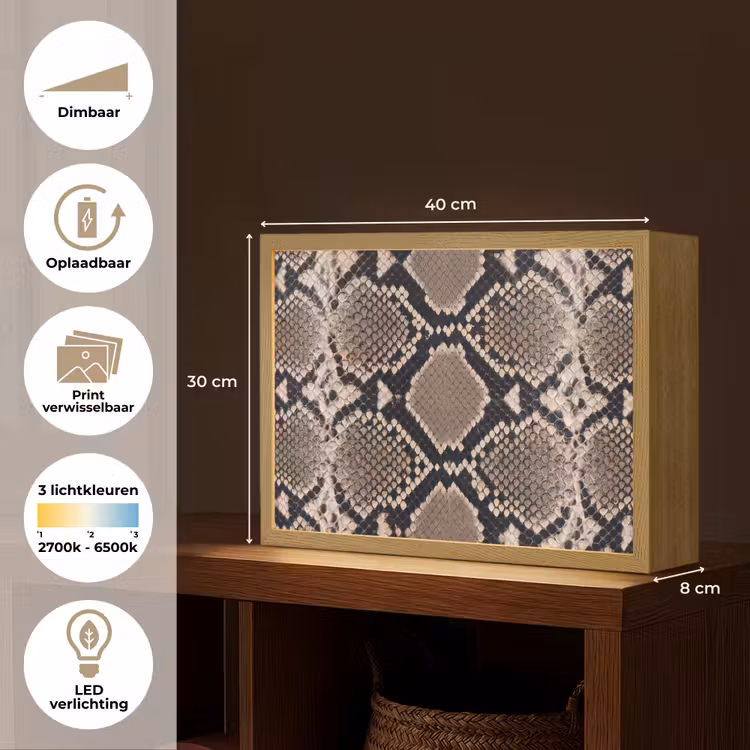 Lightbox - Wandlamp - Slangenprint - Python - Bruin — 10