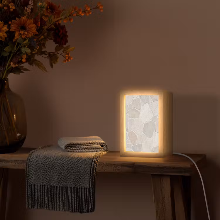 Lightbox - Wandlamp - Steen - Patroon - Textuur - Beige — 3