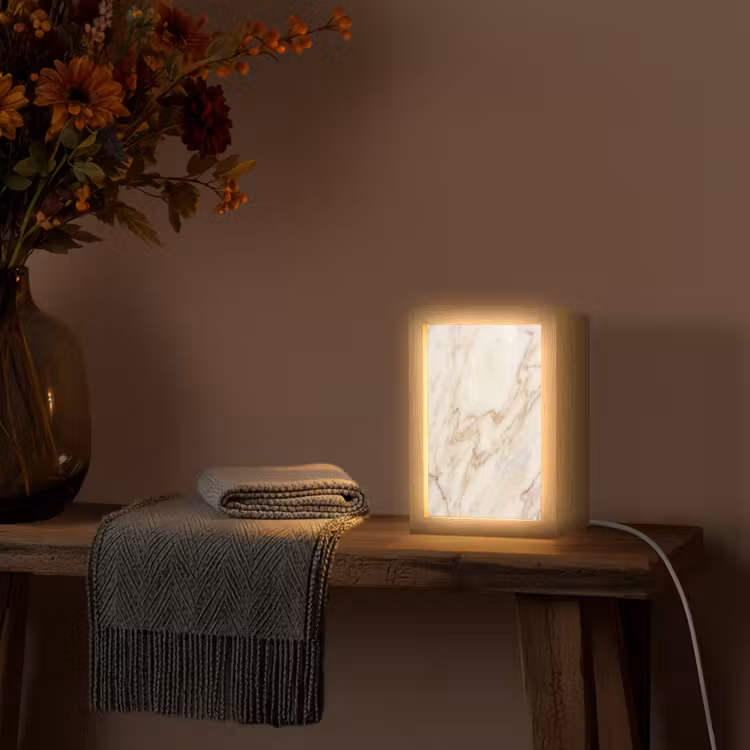 Lightbox - Wandlamp - Marmer - Ader - Abstract - Wit - Goud — 3