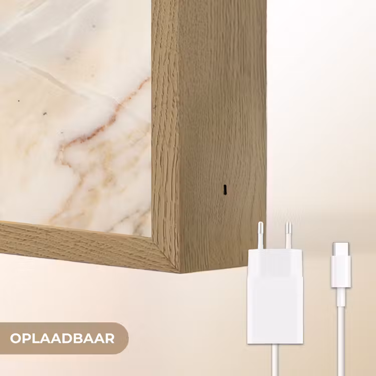 Lightbox - Wandlamp - Marmer - Ader - Abstract - Wit - Goud — 6