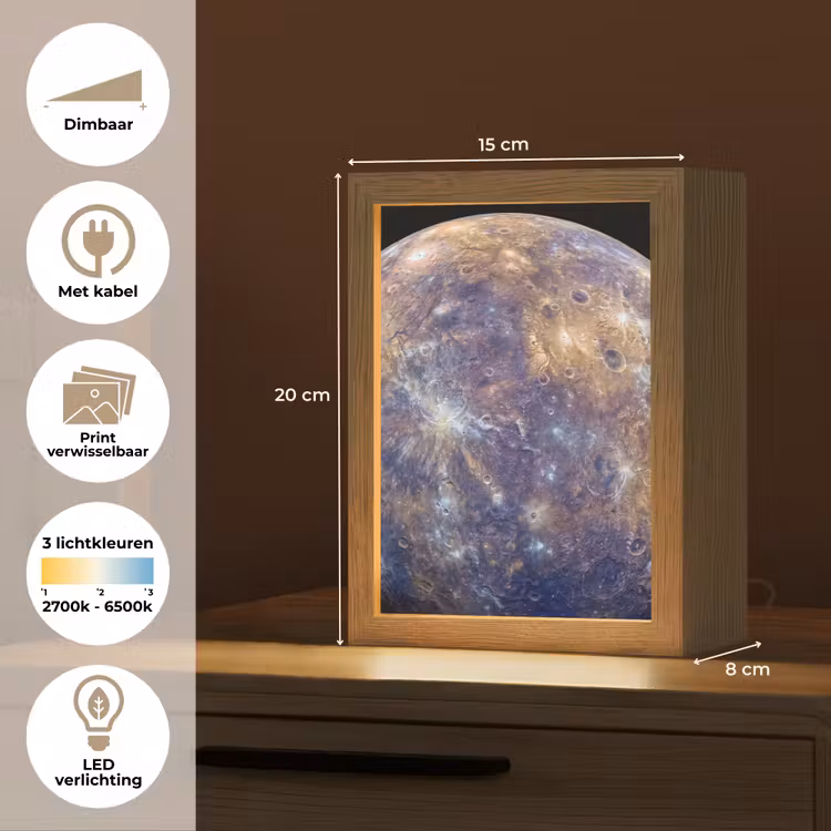 Lightbox - Wandlamp - Planeet - Kraters - Ruimte — 8
