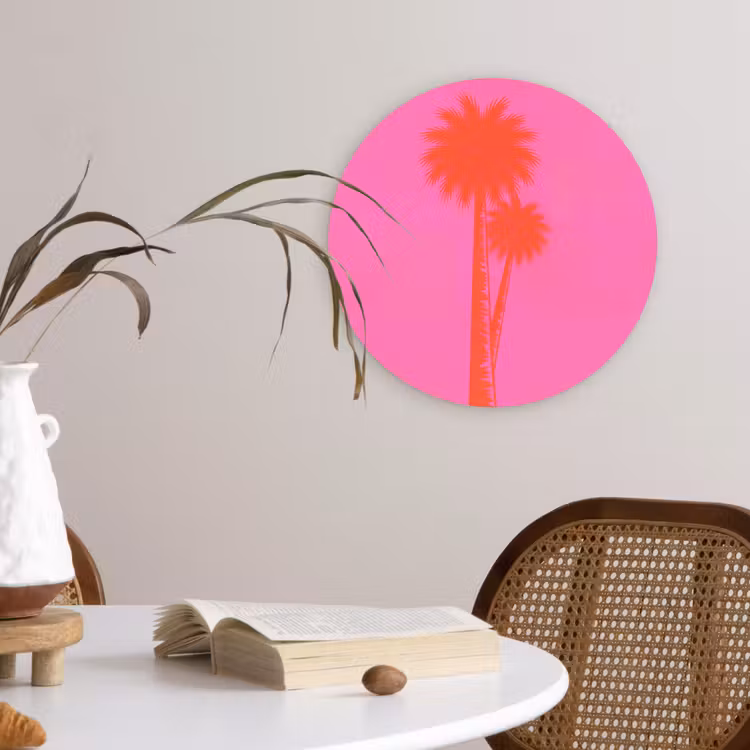 Muurcirkel - Palmbomen - Modern - Roze — 4