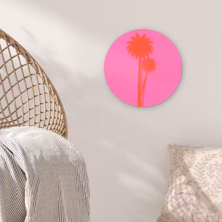 Muurcirkel - Palmbomen - Modern - Roze — 5