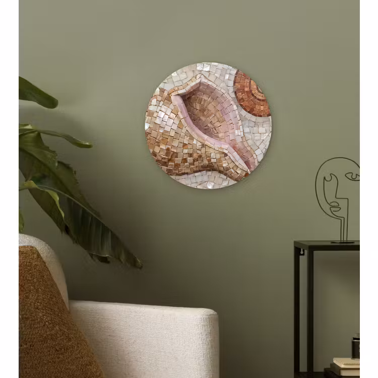 Muurcirkel - Schelp - Mozaïek - Zee - Beige - Modern — 3