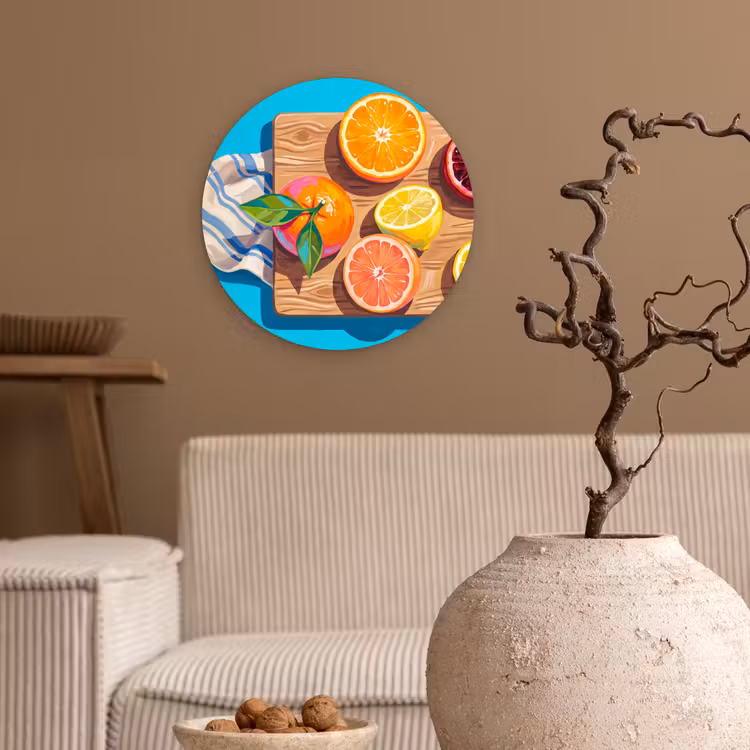 Muurcirkel - Fruit - Snijplank - Blauw — 2