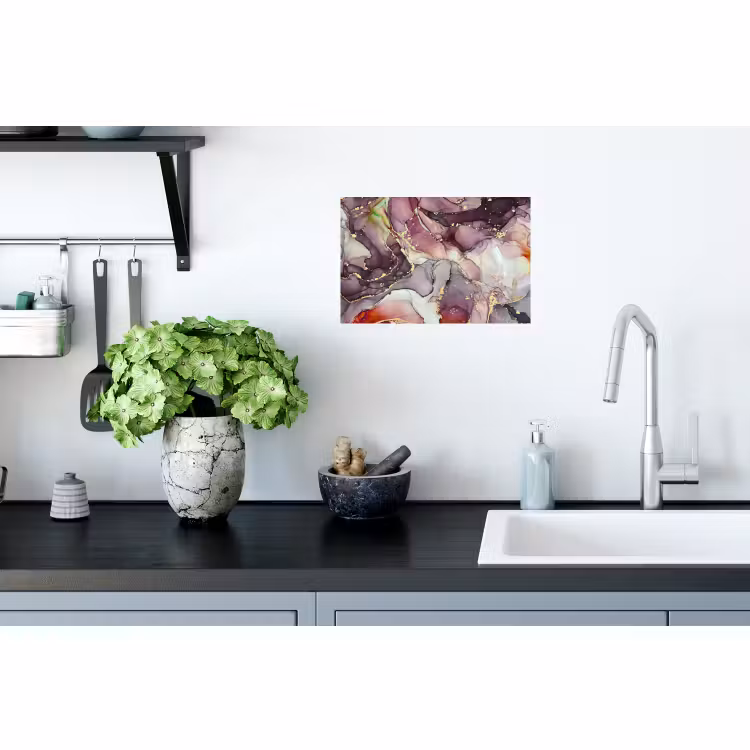 Muursticker - Marmer - Rood - Paars - Goud — 2