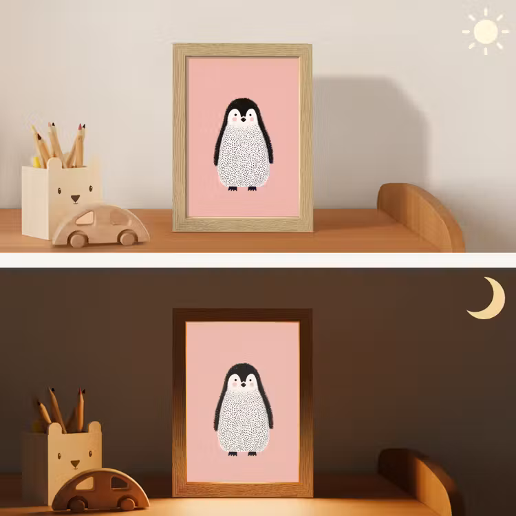Nachtlampje - Pinguïn - Stippen - Minimalistisch - Roze — 7