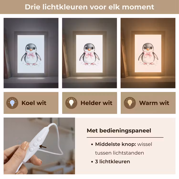 Nachtlampje - Pinguïn - Strikje - Roze - Dier — 5
