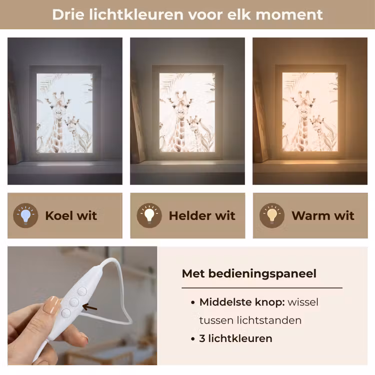 Nachtlampje - Giraffe - Jungle - Bruin - Kinderen — 5