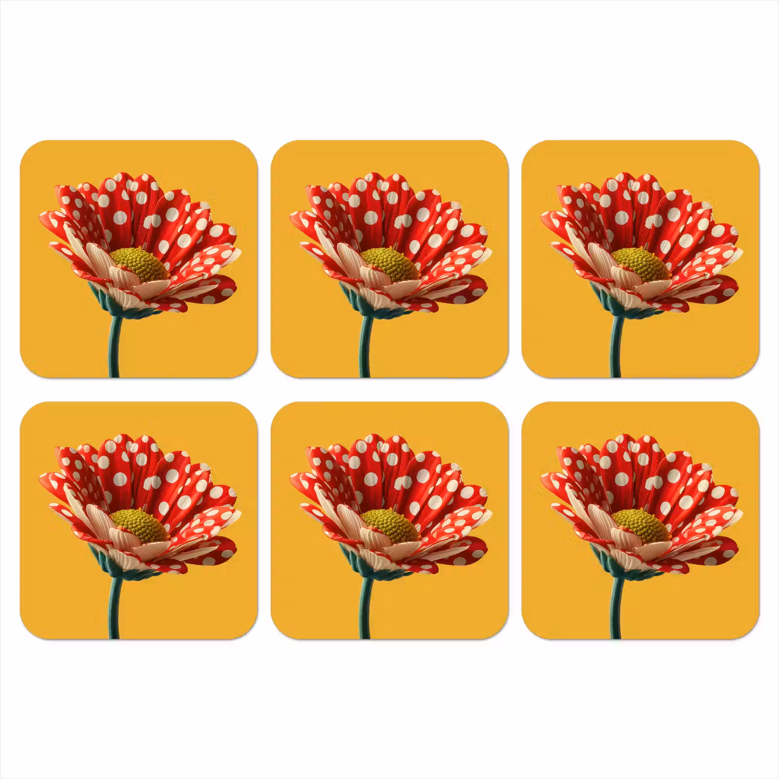 Onderzetter - Bloem - Rood - Stippen — 1