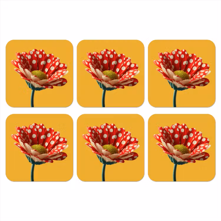 Onderzetter - Bloem - Rood - Stippen — 1