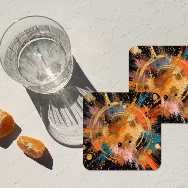 Onderzetter - Explosie - Verfstructuur - Goud - Abstract — 2