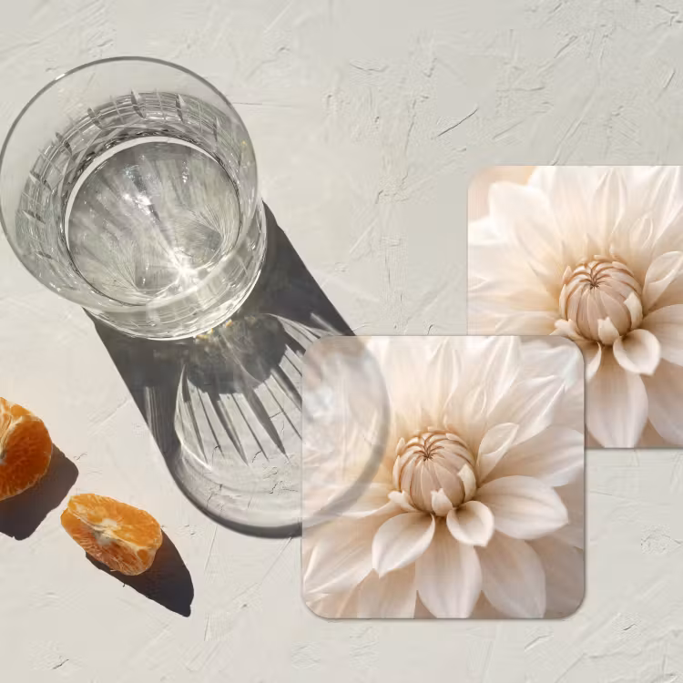 Onderzetter - Bloem - Dahlia - Wit — 2