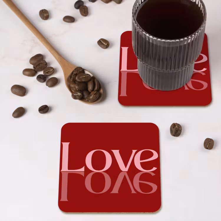 Onderzetter - Love - Spiegeling - Rood — 4