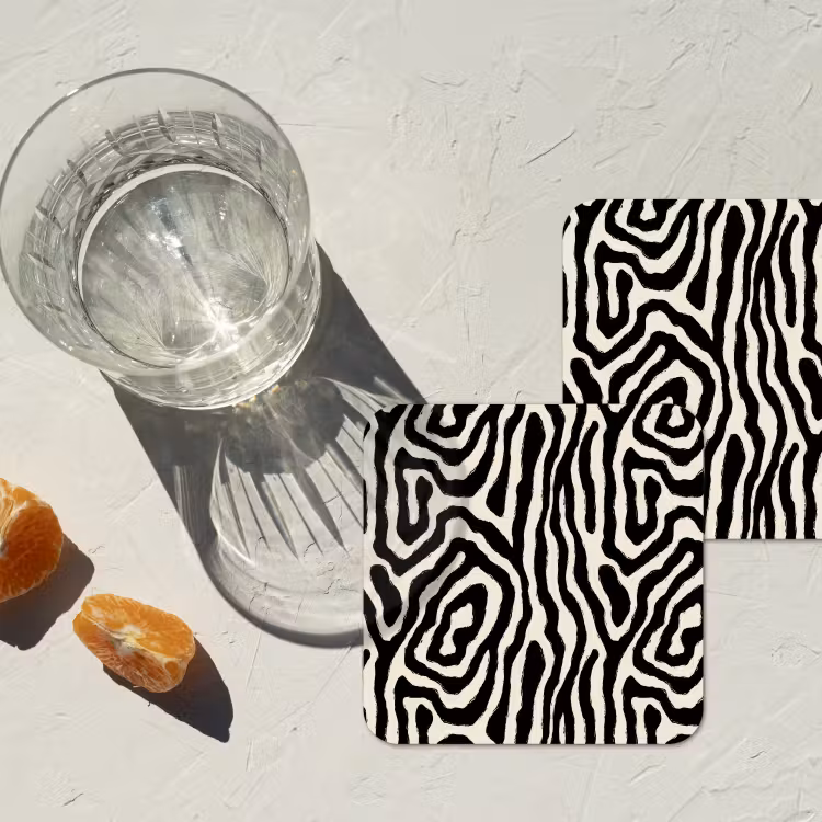 Onderzetter - Zebra - Zwart - Abstract — 2