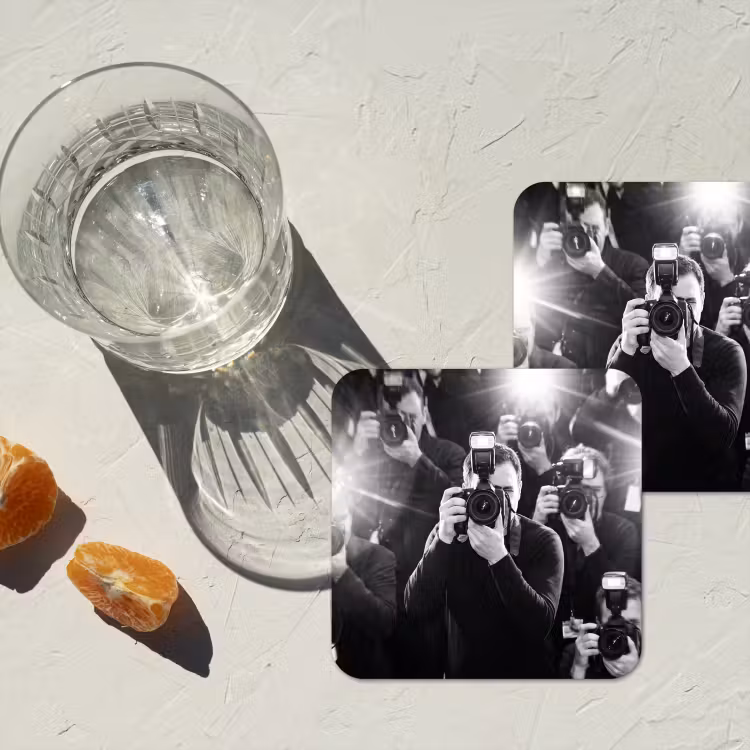 Onderzetter​ - Mensen - Camera - Flitslicht - Zwart-wit - Media — 2