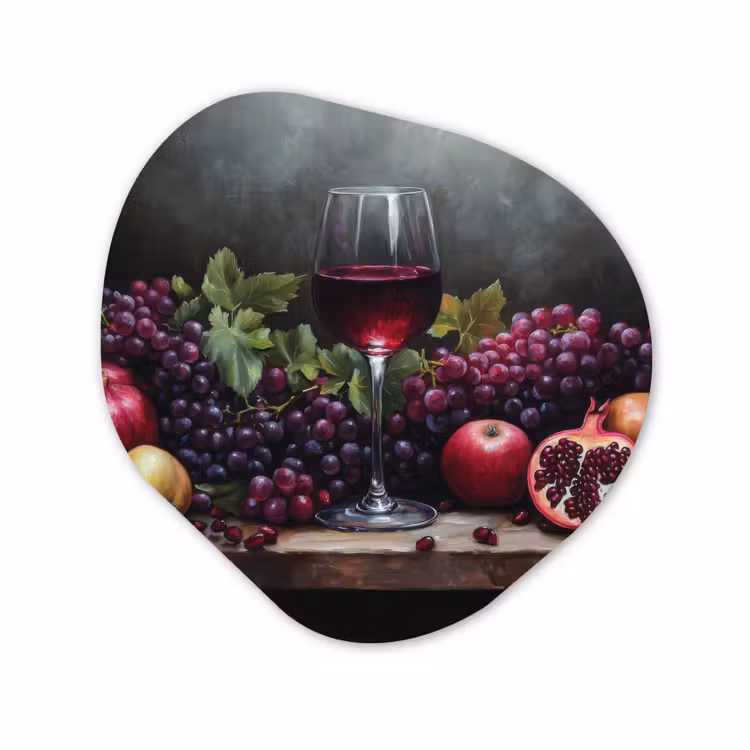 Organisch schilderij - Forex - Wijn - Fruit - Stilleven — 1