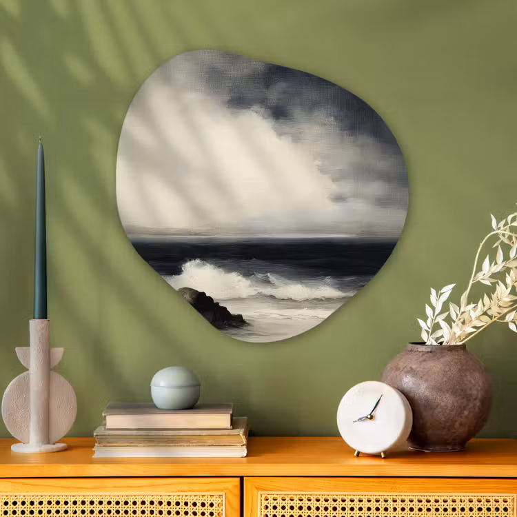 Organisch schilderij - Glas - Zee - Rotsen - Storm — 2