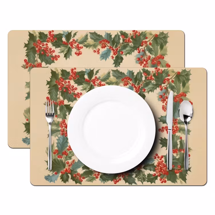 Placemat - 6 stuks - Hulstrand - Bessen - Beige — 2
