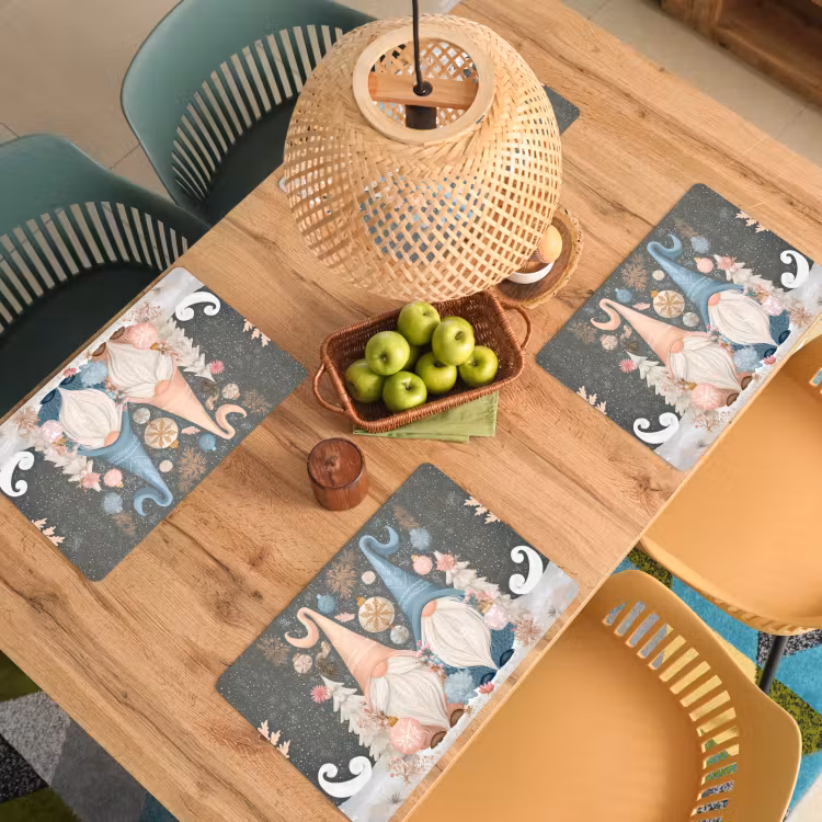 Placemat - 6 stuks - Kerst - Gnomen - Pastel — 4