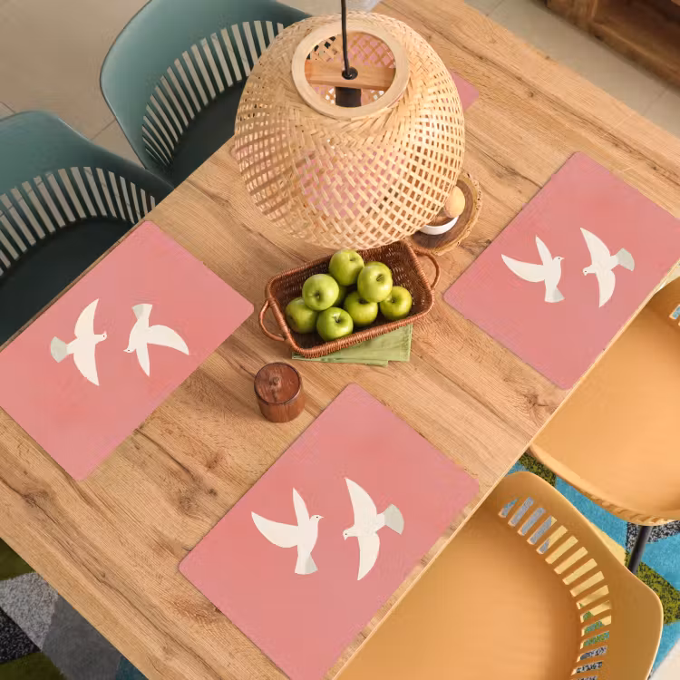 Placemat - 6 stuks - Duiven - Wit - Sierlijk — 4