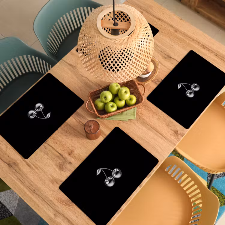 Placemat - 6 stuks - Kers - Luxueus - Metallic — 4