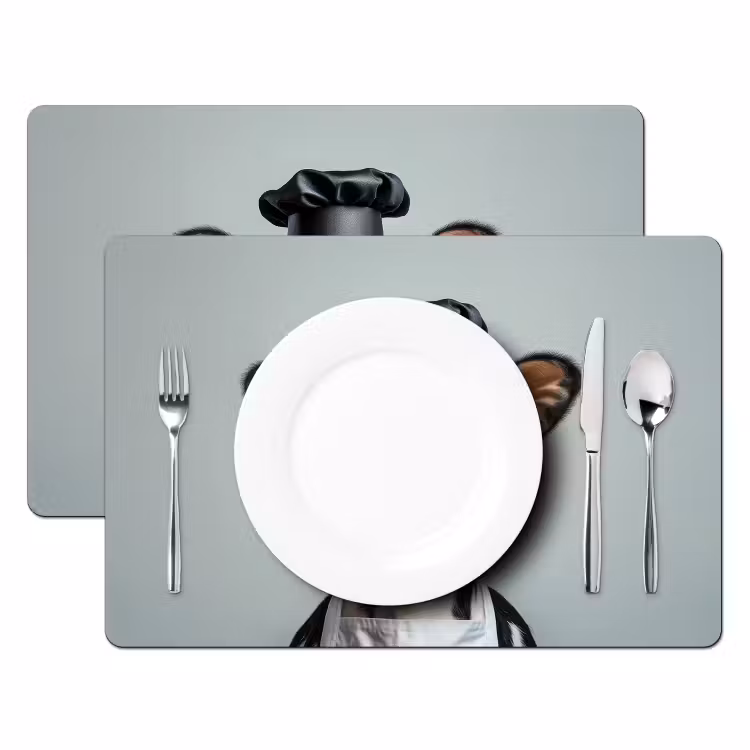 Placemat - 6 stuks - Koe - Zwart - Wit - Kok — 2