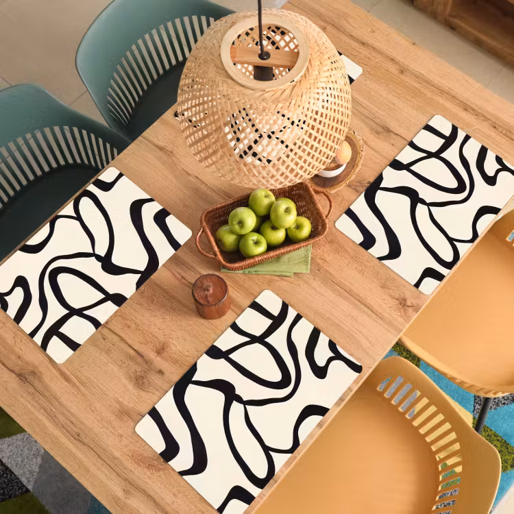 Placemat - 6 stuks - Abstract - Lijnen - Modern - Beige — 4