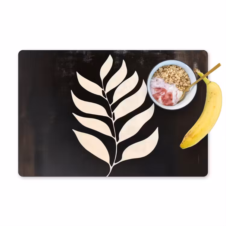 Placemat - 6 stuks - Blad - Wit - Minimalistisch — 1