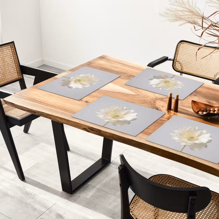 Placemat - 6 stuks - Bloem - Minimalistisch -Wit — 3