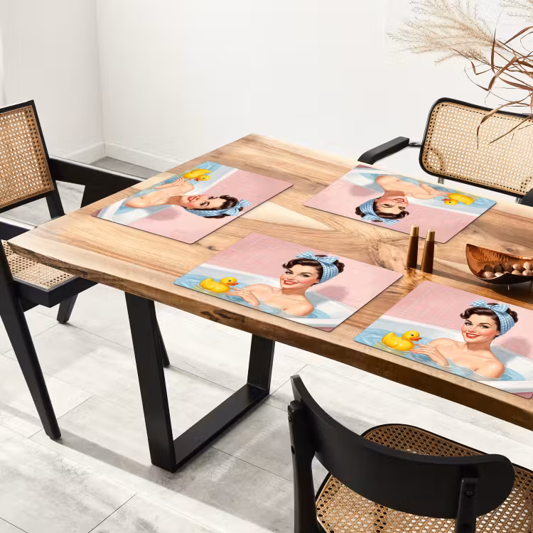 Placemat - 6 stuks - Badkamer - Eend - Blauw — 3