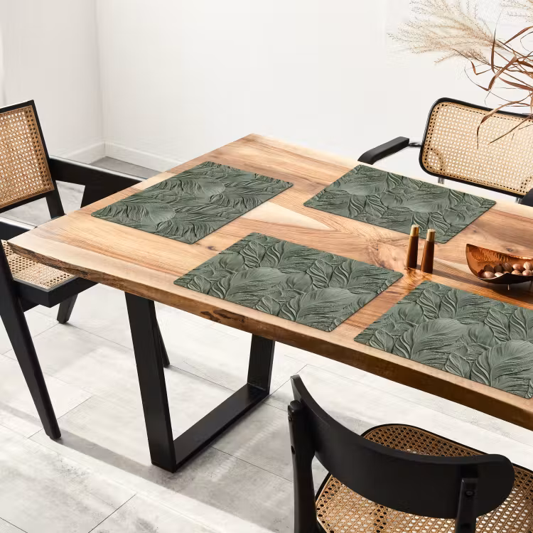 Placemat - 6 stuks - Bladeren - Textuur - Groen — 3