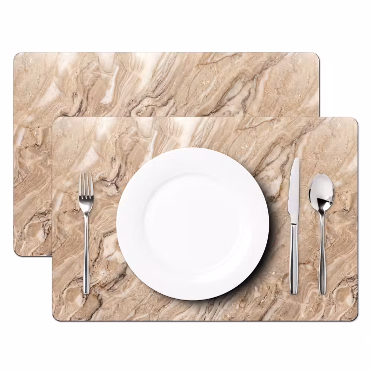 Placemat - 6 stuks - Textuur - Aders - Abstract - Modern - Beige — 2