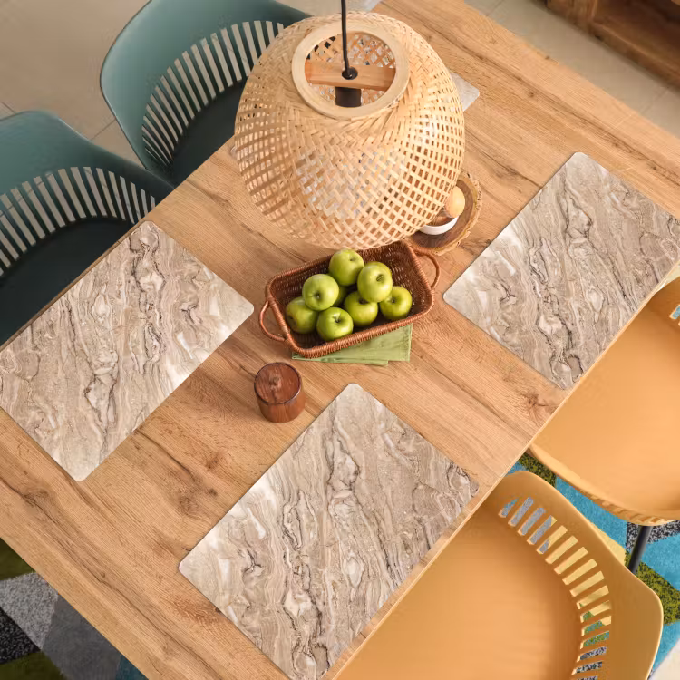 Placemat - 6 stuks - Textuur - Aders - Abstract - Modern - Beige — 4