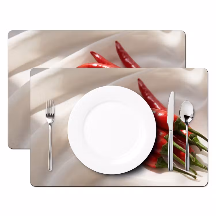Placemat - 6 stuks - Peper - Rood - Eten — 2