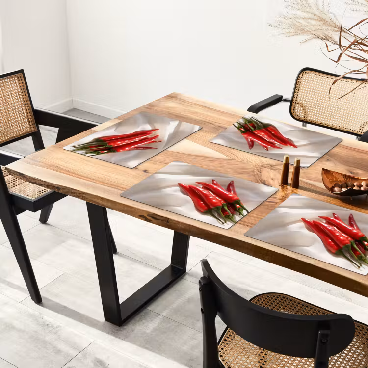 Placemat - 6 stuks - Peper - Rood - Eten — 3