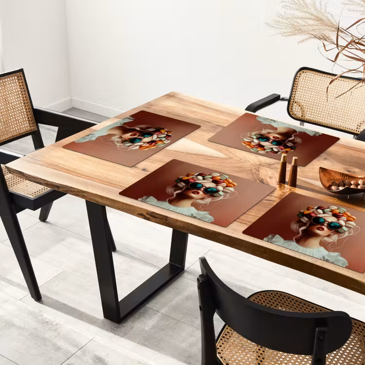 Placemat - 6 stuks - Vrouw - Macarons - Bril — 3