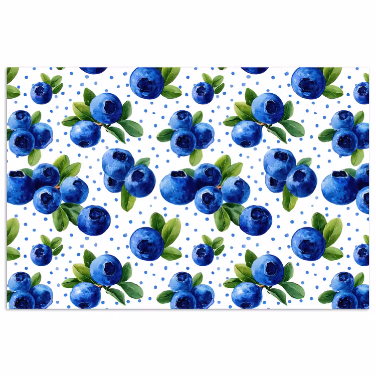 poster - Bessen - Patroon - Blauw — 1