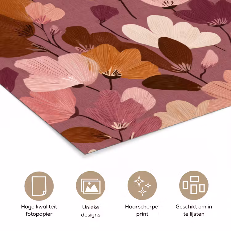 poster - Bloem - Patroon - Roze — 5