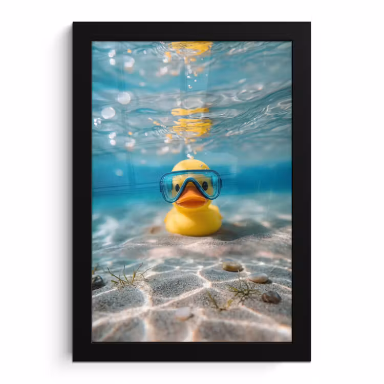 Poster met lijst - Duikbril - Eend - Water — 1