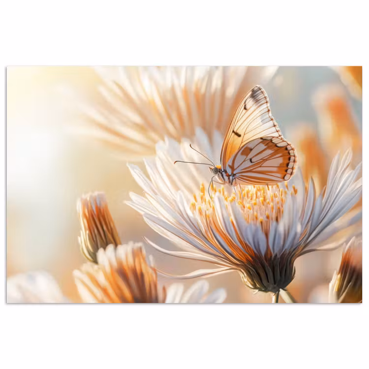 poster - Vlinder - Bloem - Oranje — 1