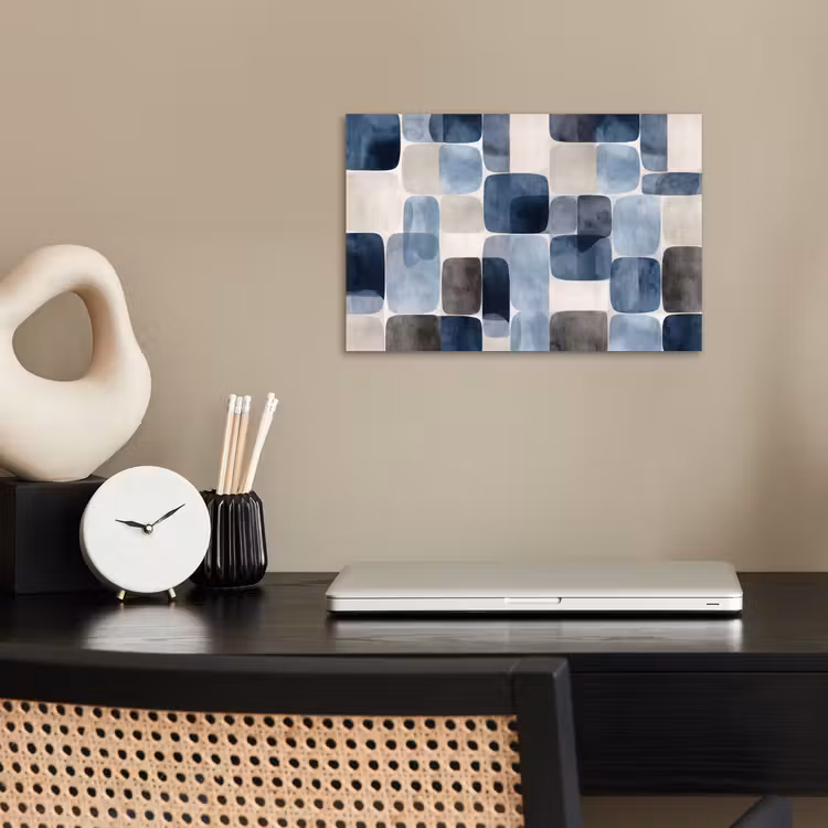 poster - Patroon - Blauw - Vierkanten — 2