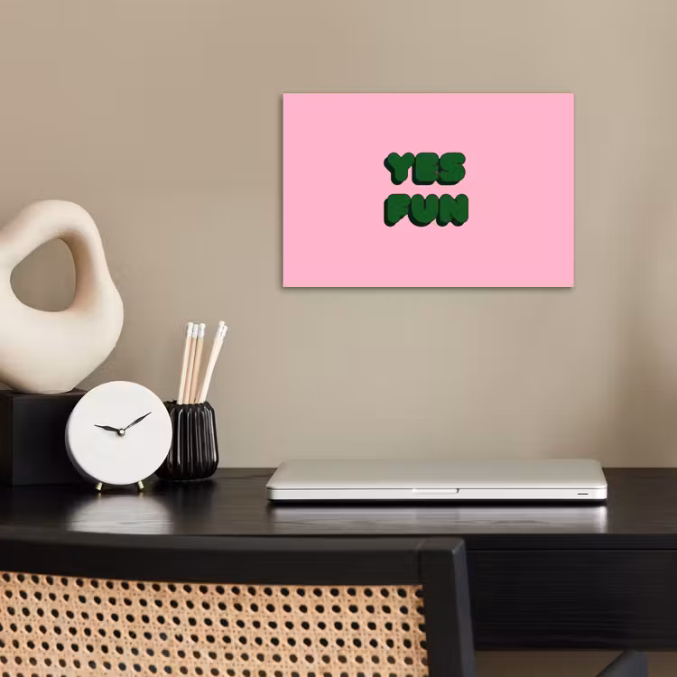 poster - Yes fun - Groen - Roze — 2