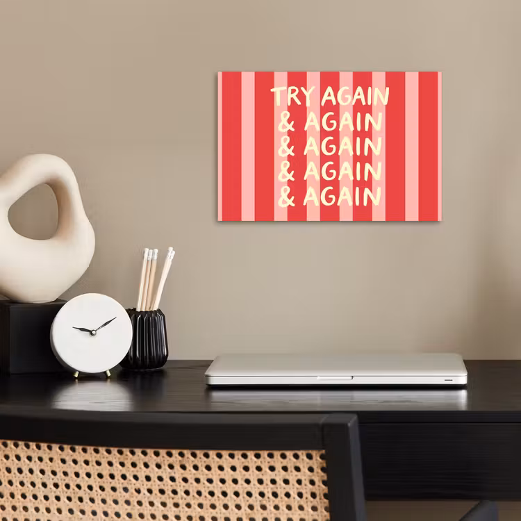 poster - Strepen - Rood - Try again — 2