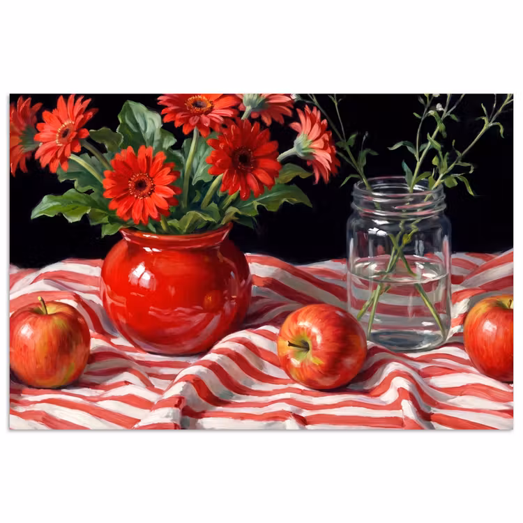 poster - Rode bloemen - Vaas — 1