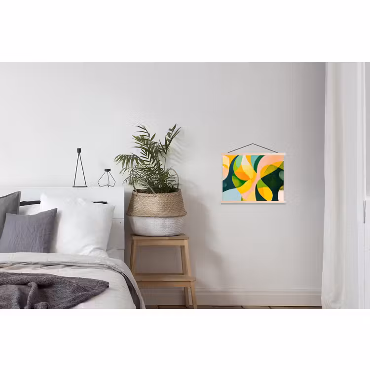 Schoolplaat - Abstract - Geel - Roze - Groen — 2