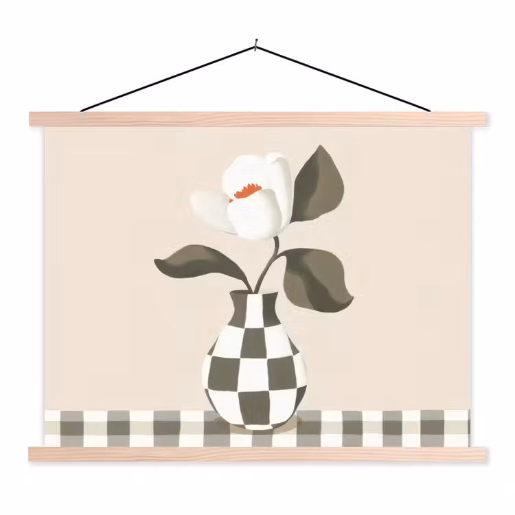Schoolplaat - Vaas - Geruit - Groen - Bloem — 1