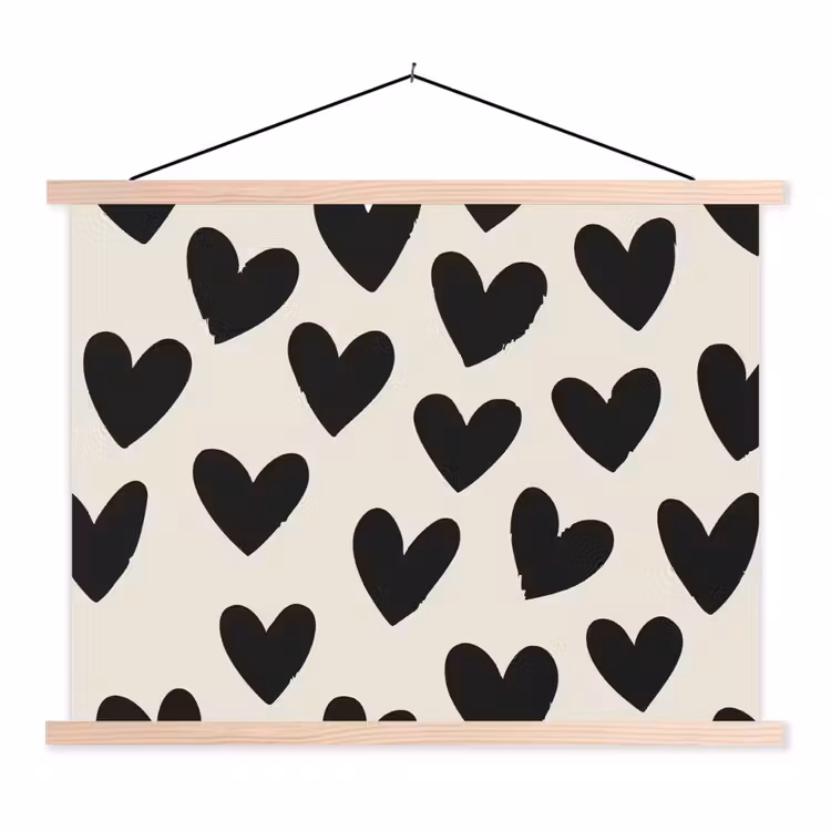 Schoolplaat - Hartjes - Zwart - Beige — 1